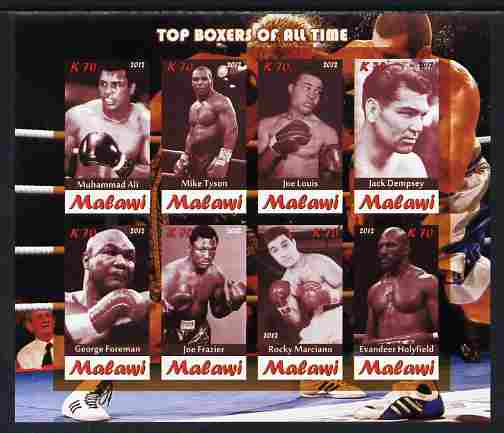 Malawi 2012 Top Boxers of All Time imperf sheetlet containing 8 values unmounted mint, stamps on personalities, stamps on sport, stamps on boxing