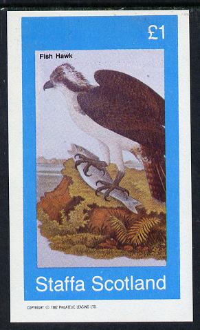 Staffa 1982 Fish Hawk imperf souvenir sheet (£1 value) unmounted mint, stamps on birds, stamps on birds of prey
