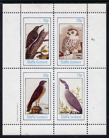 Staffa 1982 Birds #22 (Creeper, Snowy Owl, Goose & Hawk) perf  set of 4 values (10p to 75p) unmounted mint, stamps on birds, stamps on birds of prey, stamps on owls