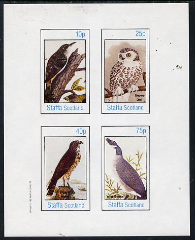 Staffa 1982 Birds #22 (Creeper, Snowy Owl, Goose & Hawk) imperf  set of 4 values (10p to 75p) unmounted mint, stamps on birds, stamps on birds of prey, stamps on owls