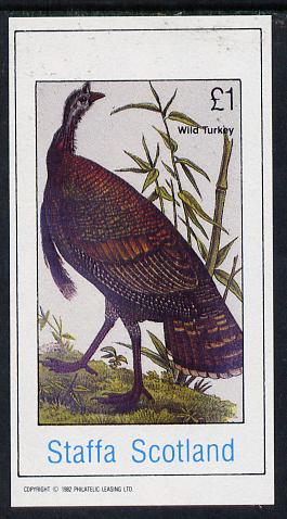 Staffa 1982 Birds #22 (Turkey) imperf souvenir sheet (Â£1 value) unmounted mint, stamps on birds