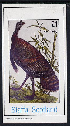 Staffa 1982 Birds #22 (Turkey) imperf souvenir sheet (£1 value) unmounted mint, stamps on birds