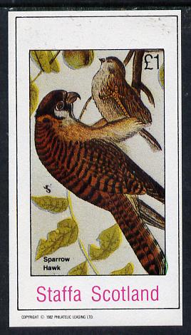 Staffa 1982 Sparrow Hawk imperf souvenir sheet (Â£1 value)  unmounted mint, stamps on birds, stamps on birds of prey