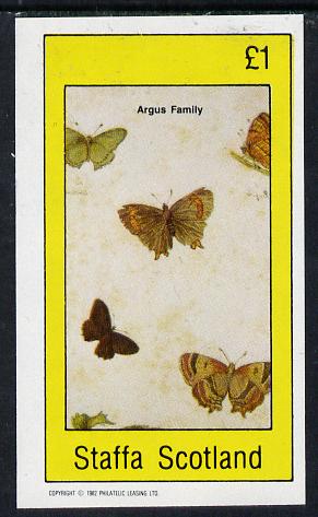 Staffa 1982 Butterflies (Argus Family) imperf souvenir sheet (£1 value)  unmounted mint, stamps on butterflies