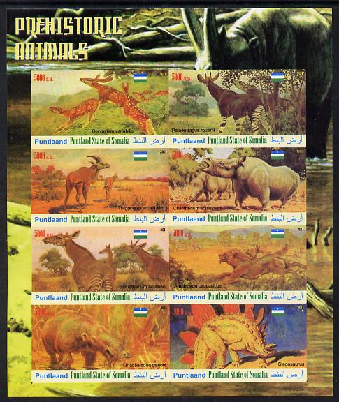 Maakhir State of Somalia 2011 Pre-historic Animals #2 imperf sheetlet containing 8 values unmounted mint, stamps on , stamps on  stamps on dinosaurs