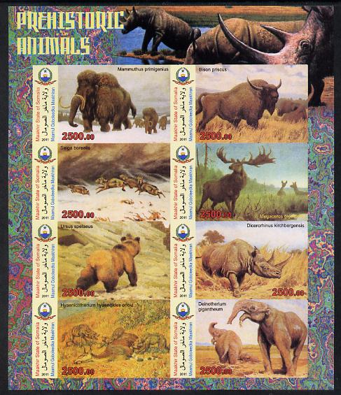 Maakhir State of Somalia 2011 Pre-historic Animals #3 imperf sheetlet containing 8 values unmounted mint, stamps on , stamps on  stamps on dinosaurs