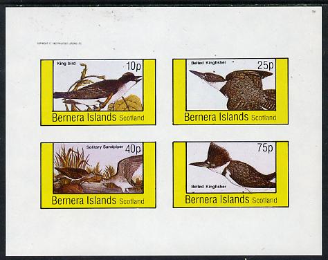 Bernera 1982 Birds #20 (Kingfishers, Sandpiper) imperf  set of 4 values (10p to 75p) unmounted mint , stamps on , stamps on  stamps on birds    kingfisher