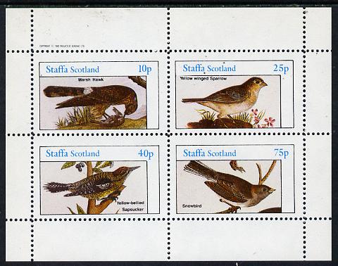 Staffa 1982 Audubon Birds #23 (Marsh Hawk, Sparrow etc) perf  set of 4 values (10p to 75p) unmounted mint, stamps on birds, stamps on audubon, stamps on birds of prey