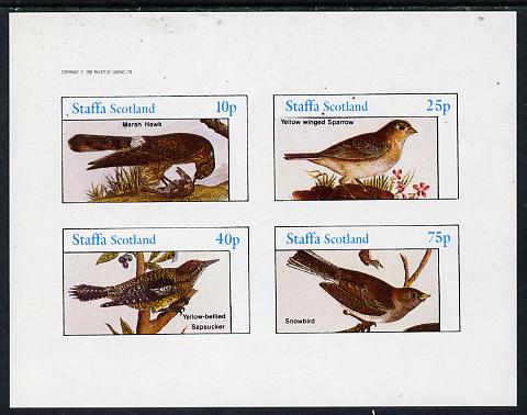 Staffa 1982 Audubon Birds #23 (Marsh Hawk, Sparrow etc) imperf  set of 4 values (10p to 75p) unmounted mint, stamps on , stamps on  stamps on birds, stamps on  stamps on audubon, stamps on  stamps on birds of prey