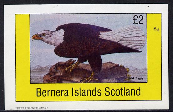 Bernera 1982 Bald Eagle imperf deluxe sheet (£2 value) unmounted mint, stamps on birds, stamps on birds of prey