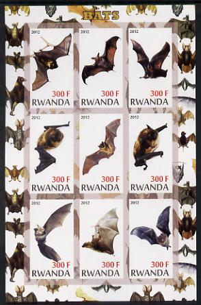 Rwanda 2012 Bats perf sheetlet containing 9 values unmounted mint, stamps on , stamps on  stamps on mammals, stamps on  stamps on bats