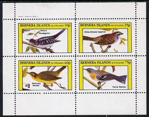 Bernera 1982 Birds #22 (Woodpecker, Warblers etc) perf  set of 4 values (10p to 75p) unmounted mint, stamps on birds    woodpecker