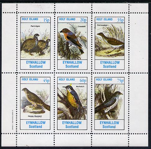Eynhallow 1982 Birds #07 (Patridges, Buzzard, Nuthatch & Cuckoo) perf set of 6 values (15p to 75p) unmounted mint, stamps on birds, stamps on birds of prey