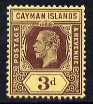 Cayman Islands 1912-20 KG5 MCA 3d purple on yellow (white back) mounted mint SG 45a, stamps on , stamps on  stamps on , stamps on  stamps on  kg5 , stamps on  stamps on 