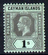 Cayman Islands 1912-20 KG5 MCA 1s black on green (green back) mounted mint SG 48, stamps on , stamps on  stamps on , stamps on  stamps on  kg5 , stamps on  stamps on 