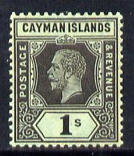 Cayman Islands 1912-20 KG5 MCA 1s black on green (white back) mounted mint SG 48b, stamps on , stamps on  stamps on , stamps on  stamps on  kg5 , stamps on  stamps on 