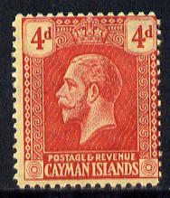 Cayman Islands 1921-26 KG5 MCA 4d red on yellow mounted mint SG 62, stamps on , stamps on  kg5 , stamps on 