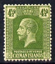 Cayman Islands 1921-26 KG5 Script CA 4.5d sage-green mounted mint SG 76, stamps on , stamps on  kg5 , stamps on 