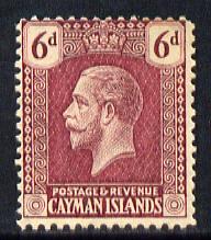 Cayman Islands 1921-26 KG5 Script CA 6d claret mounted mint SG 77, stamps on , stamps on  kg5 , stamps on 