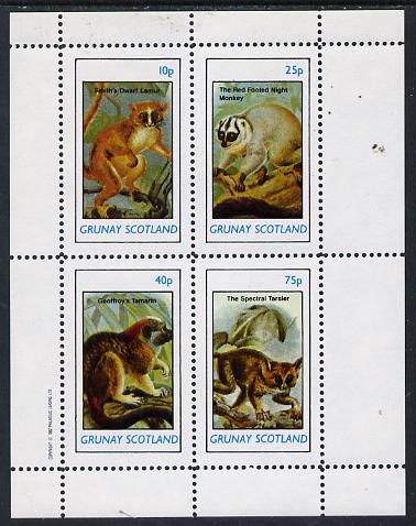 Grunay 1982 Animals (Lemur, Monkey, etc) perf  set of 4 values (10p to 75p) unmounted mint, stamps on , stamps on  stamps on animals   apes