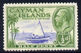 Cayman Islands 1935 KG5 Pictorial - Cat Boat 1/2d ultramarine & green mounted mint, SG 97, stamps on , stamps on  kg5 , stamps on ships