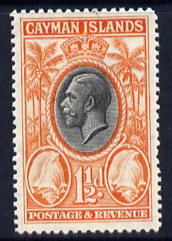 Cayman Islands 1935 KG5 Pictorial - Conch Shells 1.5d black & orange mounted mint, SG 99, stamps on , stamps on  kg5 , stamps on shells, stamps on marine life
