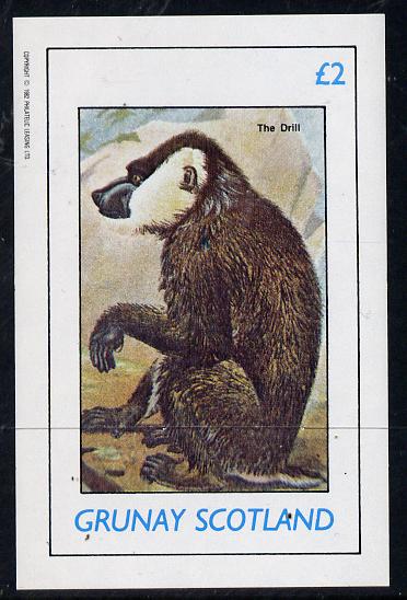 Grunay 1982 Animals (Drill) imperf deluxe sheet (£2 value) unmounted mint, stamps on animals   apes