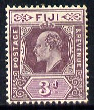 Fiji 1903 KE7 Crown CA 3d dull purple & purple mounted mint SG 108, stamps on , stamps on  ke7 , stamps on 