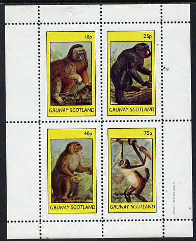 Grunay 1982 Animals (Marmoset & other Monkeys) perf  set of 4 values (10p to 75p) unmounted mint, stamps on animals   apes