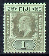 Fiji 1906-12 KE7 MCA 1s black on green mounted mint SG 122, stamps on , stamps on  ke7 , stamps on 