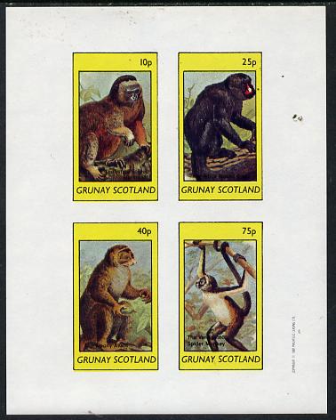Grunay 1982 Animals (Marmoset & other Monkeys) imperf  set of 4 values (10p to 75p) unmounted mint, stamps on animals   apes