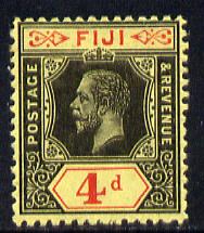 Fiji 1912-23 KG5 MCA 4d black & red on lemon (die I) mounted mint SG 131a, stamps on , stamps on  kg5 , stamps on 
