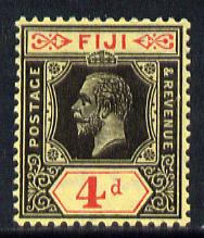 Fiji 1912-23 KG5 MCA 4d black & red on pale yellow (die II) mounted mint SG 131d