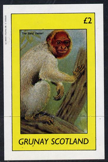 Grunay 1982 Animals (Bald Uakari) imperf deluxe sheet (£2 value) unmounted mint, stamps on , stamps on  stamps on animals   apes