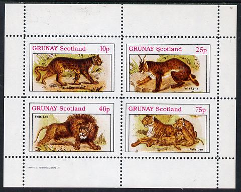 Grunay 1982 Animals (Lynx, Lion, etc) perf  set of 4 values (10p to 75p) unmounted mint, stamps on , stamps on  stamps on animals    cats