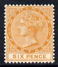 Dominica 1886-90 QV Crown CA 6d orange mounted mint SG 25, stamps on , stamps on  stamps on , stamps on  stamps on  qv , stamps on  stamps on 