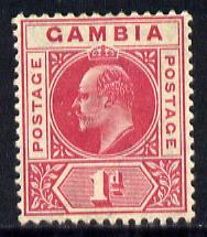 Gambia 1904-06 KE7 MCA 1d carmine mounted mint SG 58, stamps on , stamps on  stamps on , stamps on  stamps on  ke7 , stamps on  stamps on 