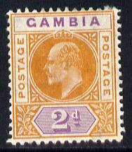 Gambia 1904-06 KE7 MCA 2d orange & mauve mounted mint SG 59, stamps on , stamps on  ke7 , stamps on 