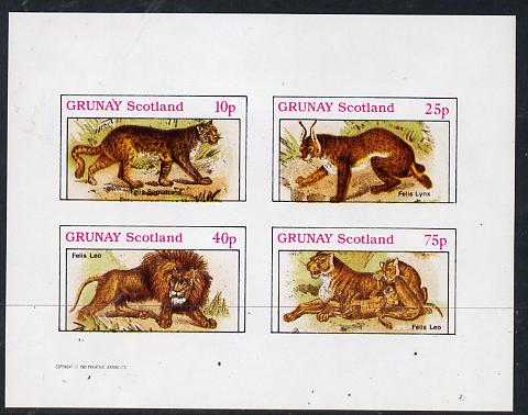 Grunay 1982 Animals (Lynx, Lion, etc) imperf  set of 4 values (10p to 75p) unmounted mint, stamps on , stamps on  stamps on animals    cats