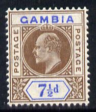 Gambia 1904-06 KE7 MCA 7.5d green & carmine mounted mint SG 65, stamps on , stamps on  ke7 , stamps on 