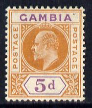 Gambia 1909 KE7 MCA 5d orange & purple mounted mint SG 77, stamps on , stamps on  ke7 , stamps on 