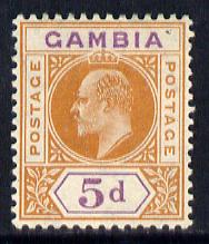 Gambia 1909 KE7 MCA 5d orange & purple mounted mint SG 77, stamps on , stamps on  stamps on , stamps on  stamps on  ke7 , stamps on  stamps on 