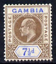 Gambia 1909 KE7 MCA 7.5d brown & blue mounted mint SG 79, stamps on , stamps on  ke7 , stamps on 