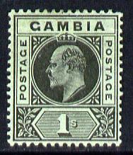 Gambia 1909 KE7 MCA 1s black on green  mounted mint SG 81, stamps on , stamps on  ke7 , stamps on 