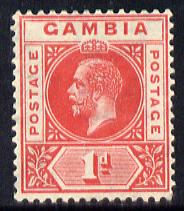 Gambia 1921-22 KG5 Script CA 1d carmine mounted mint SG 109, stamps on , stamps on  stamps on , stamps on  stamps on  kg5 , stamps on  stamps on 