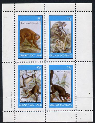 Grunay 1982 Monkeys perf  set of 4 values (10p to 75p) unmounted mint, stamps on animals   apes