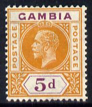 Gambia 1921-22 KG5 Script CA 5d orange & purple mounted mint SG 113, stamps on , stamps on  kg5 , stamps on 