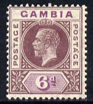 Gambia 1921-22 KG5 Script CA 6d dull & bright purple mounted mint SG 114, stamps on , stamps on  kg5 , stamps on 