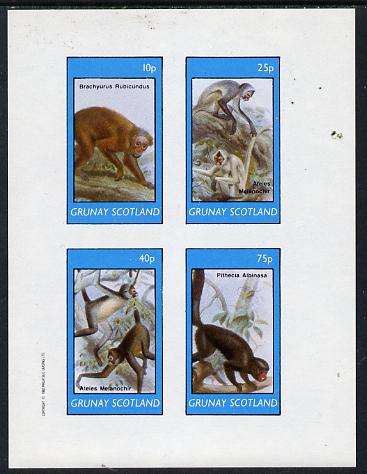 Grunay 1982 Monkeys imperf  set of 4 values (10p to 75p) unmounted mint, stamps on , stamps on  stamps on animals   apes