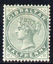 Gibraltar 1886-98 Sterling Currency 1/2d green mounted mint SG 8/39, stamps on , stamps on  qv , stamps on 
